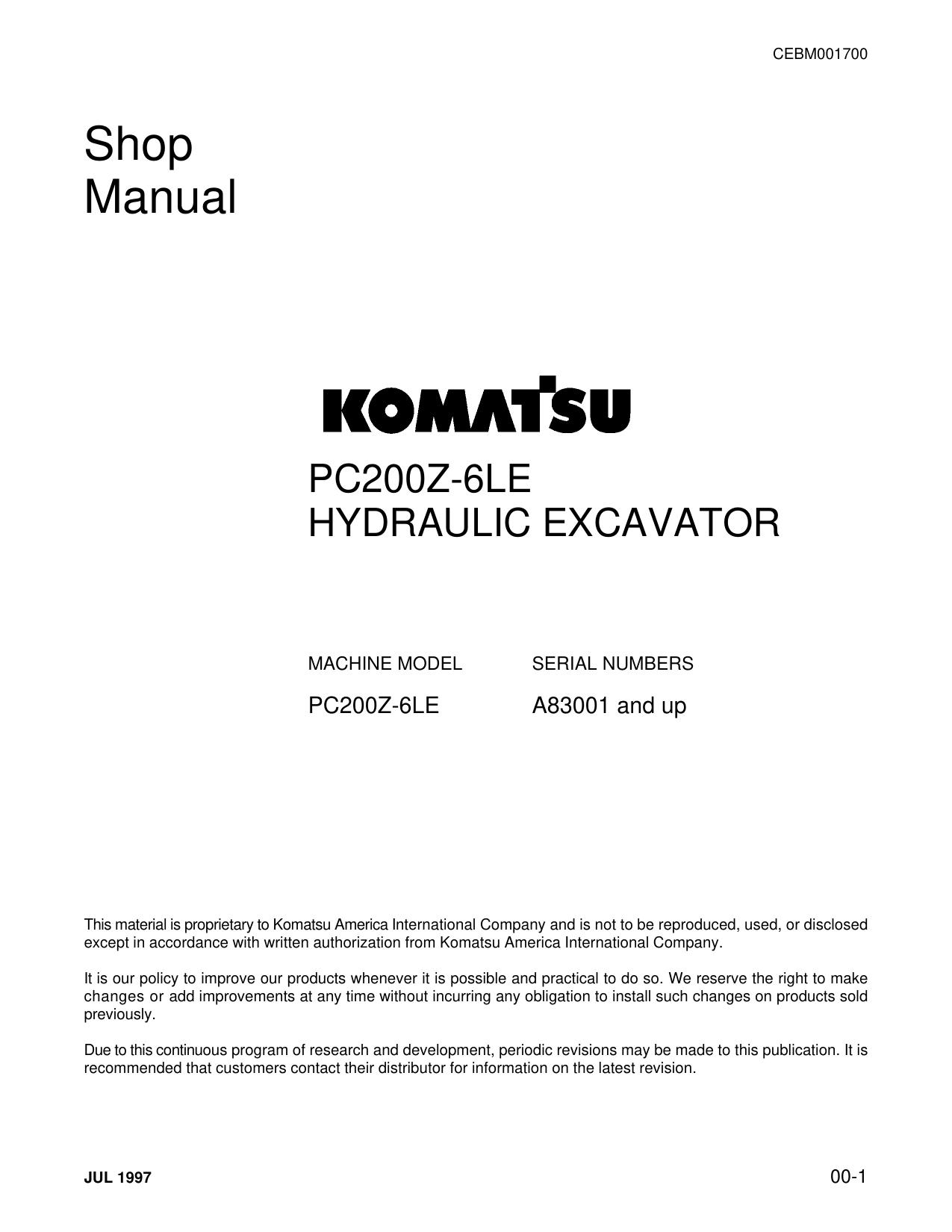 PC200Z-6LE  Shop Manual